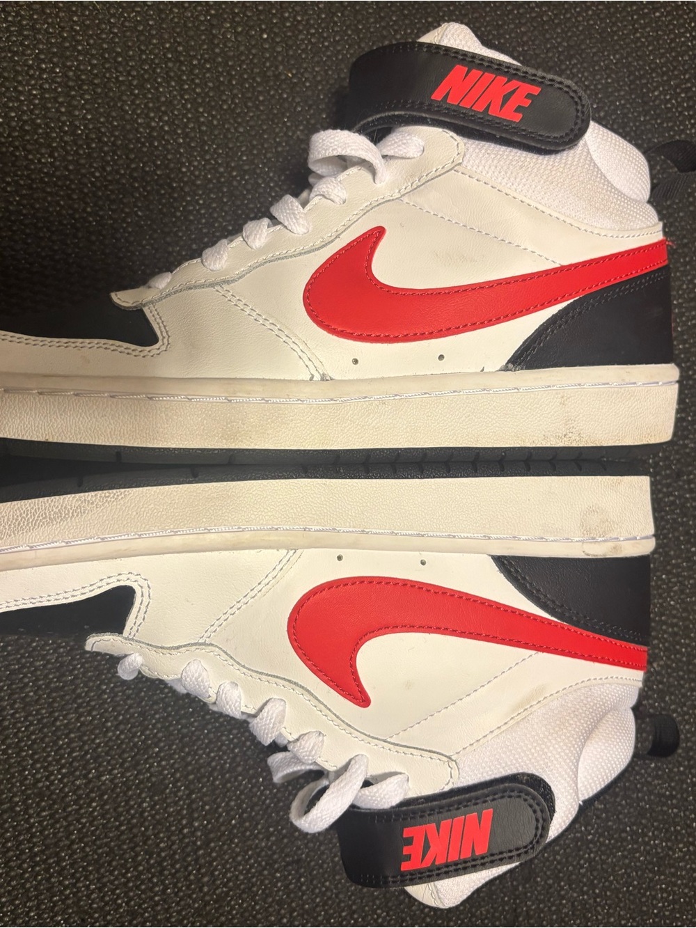 Nike Kids White, Red and Black Mid-Top Sneakers